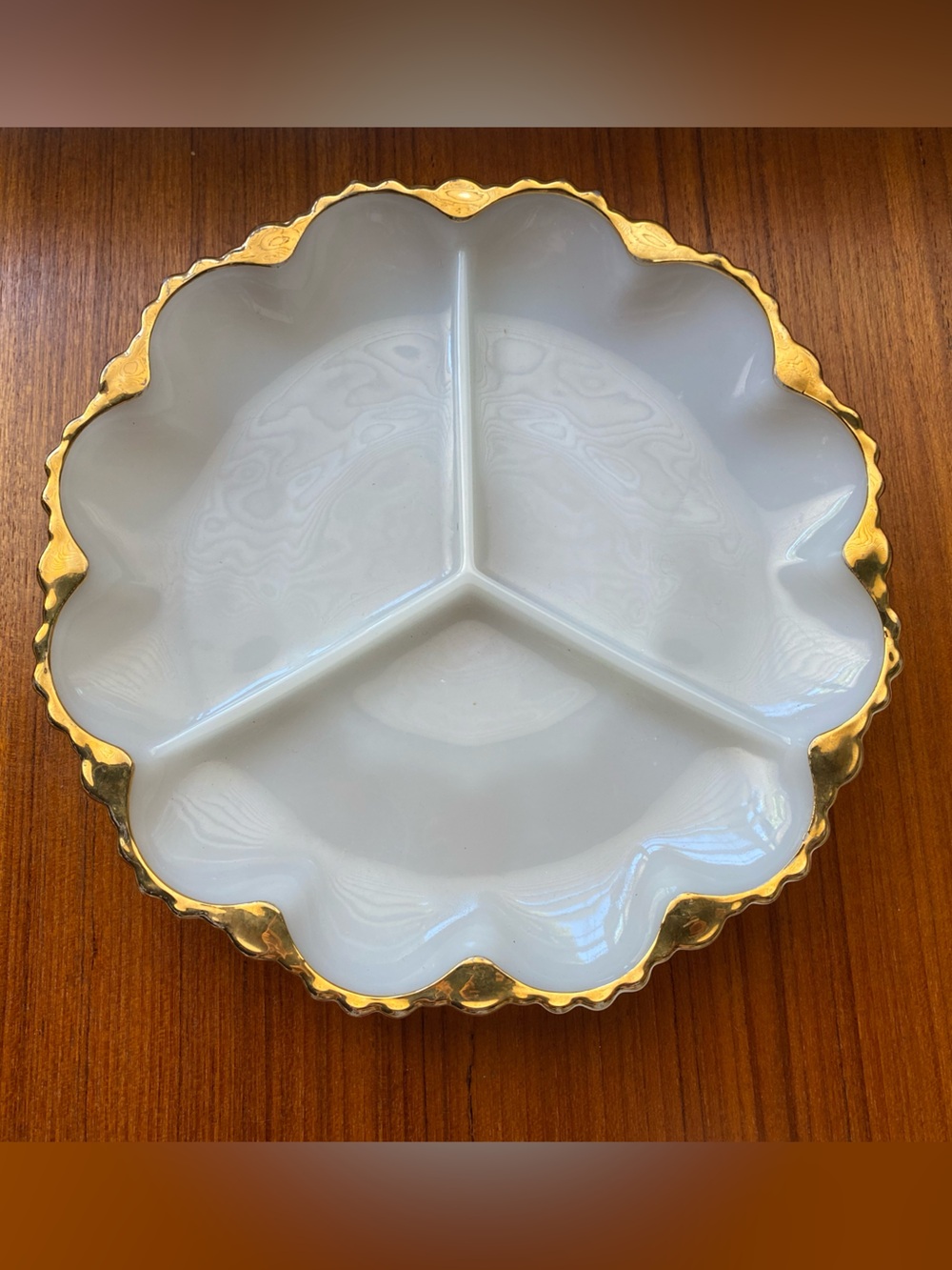 Gilded Vintage Milk Glass Snack Platter
